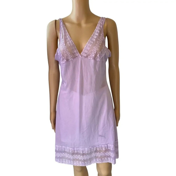 VTG Mesh Lacy babydoll dress Sz M-L Nightie Lingerie Purple fairy Love Romantic - Picture 1 of 6